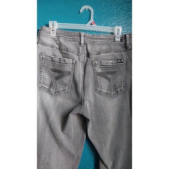 7 For All Mankind Women’s Gray High Waist Ankle Skinny Jeans Raw Hem Cropped 12 - Picture 5 of 7